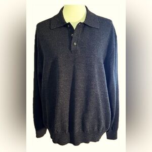 Club Room 100% merino wool polo sweater Dark gray XL casual street wear
